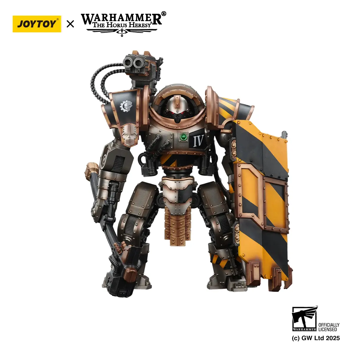 JOYTOY 1/18 Authentic Collectible Action Figure - Iron Warriors Iron Circle Domitar-Ferrum Class Battle Automata, Karceri Shield, Graviton Crusher, Articulating Figurines for Collectors, Miniature Replica Screen-Accurate Model, 12+ Years, JT02847