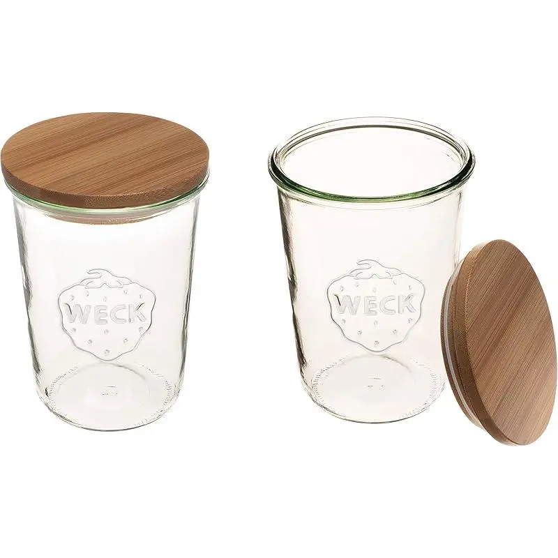 2 Jars with Wooden Lids