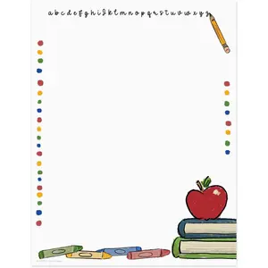 Teacher Letterhead / 50 Sheets 8.5" x 11" Whimsical Classroom Design/Colorful School Supplies Illustration/ To School Paper