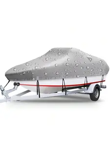 Boat Cover,16-17FT 420D Water Waterproof Boat Covers,Silver-Coated Oxford Cloth Trailerable Boat Covers For Bass Boat Fish & Ski Boat, Runabout Bowrider Boat