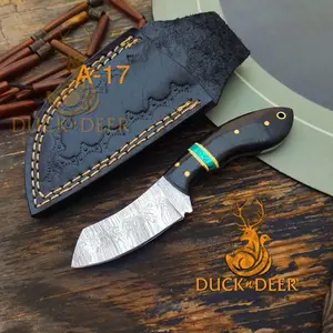 Mini Damascus Steel Fixed-Blade Knife - Non-Slip Micarta Handle, Durable Leather Sheath, Camping Survival Tool, Anniversary Gift for Husband