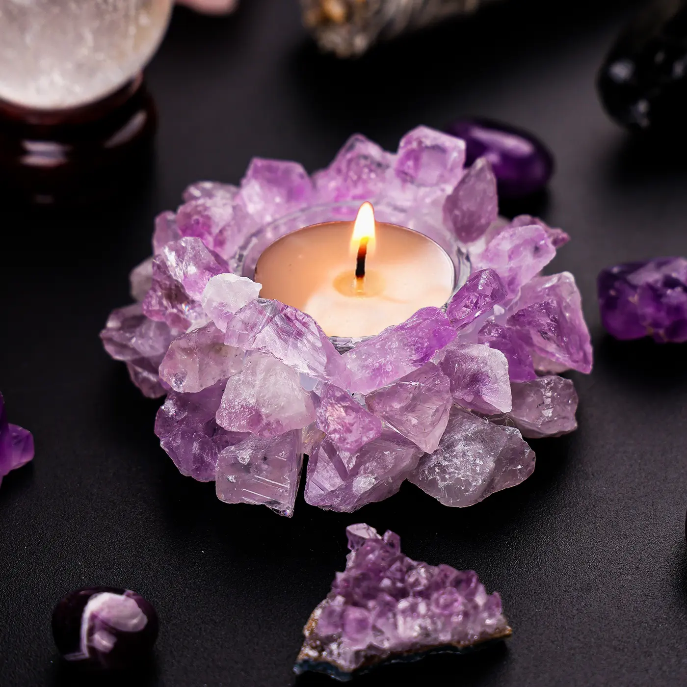 [Magic Crystal] Crystal Candle Holder With Candle, Tealight, Relatable, Pink, Gift, Giftideas, Luxury, Girly, Healing, Energy, Deals for You Days- Holiday Decor, Christmas, Halloween, New Year, Valentine's Day,Easter,ramadan decorations