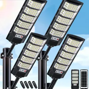 4PC Solar-Powered Outdoor Street Lamp 360 LED Lights IP65 three-mode Motion-Sensing Security Wall Lamp for Gardens Courtyards Parking Lots and Garages