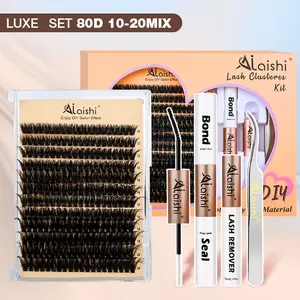 Ailaishi 80D Lash Clusters Kit 240PCS DIY Eyelash Extensions 10–20mm Dense Volume Lashes with Bond & Seal Remover Tweezers  for Self Use, Summervibes