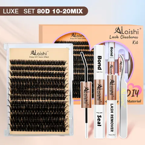 Ailaishi DIY Lash Clusters Kit - 60/80/100/150D Cluster False Lashes (10-20mm Dense Volume), Eyelash Enhancing Bundle Set with Bond, Seal, Remover, Tweezers for Self-Use Makeup Eye Makeup DealsForYouDays, Eyelash Extension Set, back to school, All-In-One