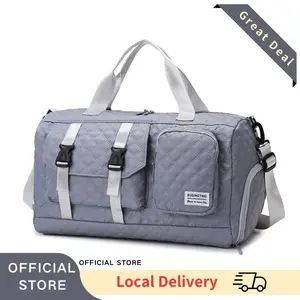 FIORETTO Womens Gym Tote Duffle Bag with Wet Pocket & Shoe Compartment, Sports Duffel Overnight Weekender Hospital Workout Carry on Bag for Girls, Ideal for Travel, Swimming, Dance, Ballet Beige