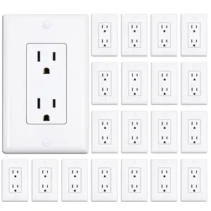 Modern White 20-Pack Tamper Resistant TR Standard Duplex Electrical Outlets for Home Office Safety & Convenience Usb Socket Usb Multi Plug
