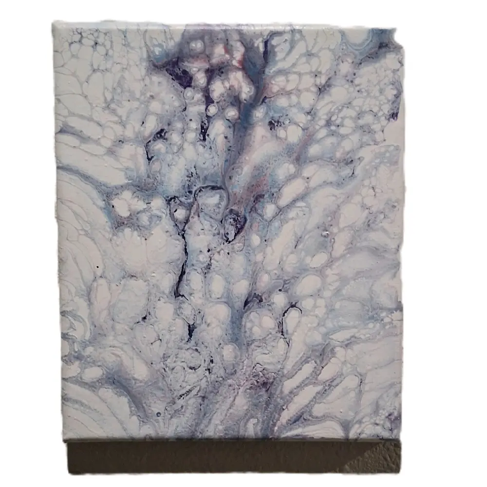 Artistic Abstract Acrylic Pour Wall Art - 8x10 Frameless Stretched Canvas, Blue-Pink-Lavender, Signed, Living Room Hanging Decoration, Home Decor Gift, Abstract Art