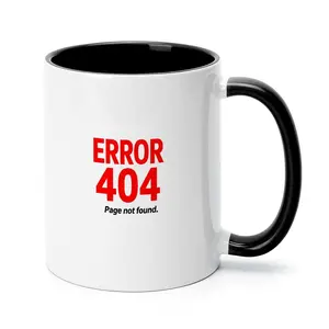 Camping Style Ceramic Mug with 404 Error Text Design, Thick Body Reusable Coffee Cup for Coders, Dishwasher Safe Novelty Gift