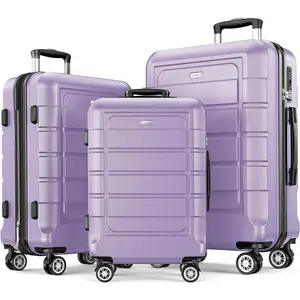 Luggage Sets Expandable PC+ABS Durable Suitcase Double Wheels TSA Lock Lavender Purple 3pcs