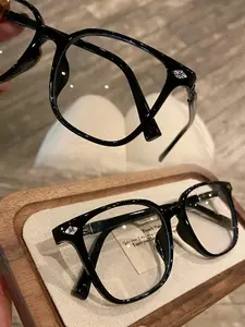 Gothic Cross Vintage Blue Light Blocking Glasses for Women & Men Luxury Chrome Style Black Square Frame TikTok Viral Aesthetic Y2K Nerd Eyewear Anti Eye Strain UV400 Clear Lens Computer Gaming Glasses No Makeup Essential Fashion Gift