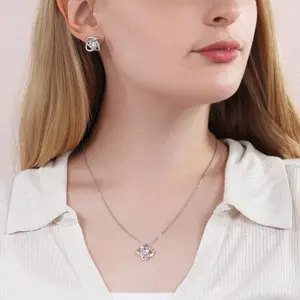 Love Knot Earring & Necklace Set - Mom/Daughter