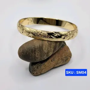 Beautiful Bangle Bracelet 65mm Diameter 10mm Wide Laminated Gold Fashion Accessory SKU SM04 Elegant Design