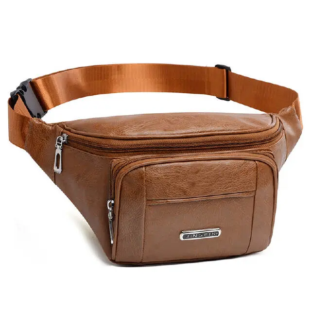 New waist bag for men, multifunctional work bag for mobile phones, PU waterproof and wear-resistant crossbody bag
