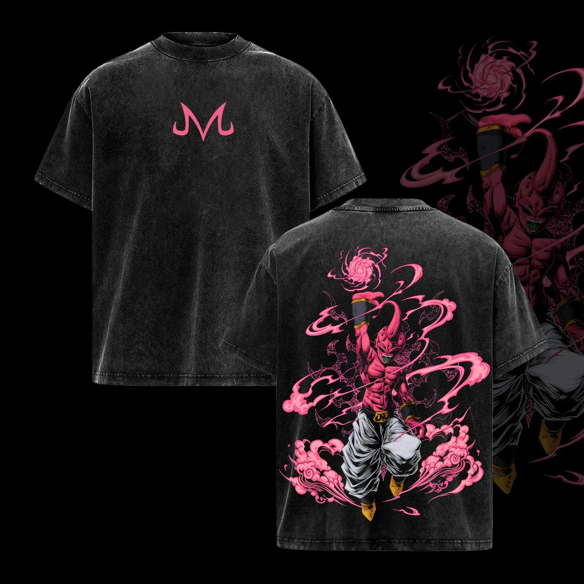 Majin Buu Vintage Clothing Anime T-Shirt | Kid Buu Pink Energy Graphic Tee | Oversized Streetwear Top Retro Shirt | Heavy Cotton Gift for DBZ & Anime Fans