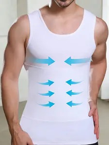 Men's Seamless Compression Tank Top 1 Pack, Slim Fit Body Shaper Vest, Shapewear Shaper, Tummy Control & Abdomen Support Undershirt, Waist Trainer Corset, Basic Underwear, Breathable Workout Clothes for Daily Wear