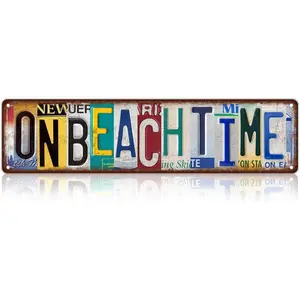 Vintage On Beach Time Street Sign Wall Decor Metal Tin Signs for Bar Home Bedroom Garage