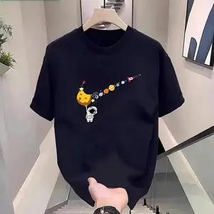 Men's fashion graphic T-shirt featuring space planet elements, breathable and comfortable, machine washable, unisex design, perfect for summer casual wear.