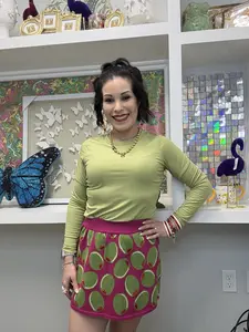 QOS Pink & Green Olive Skirt