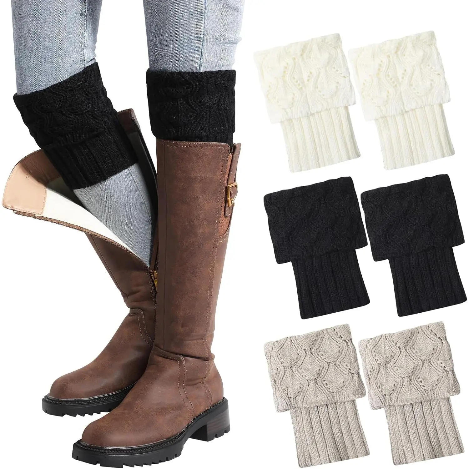 Leg Warmers - Boot Socks for Women, 1 Pair Boot Cuffs Topper for Women Winter Leg Warmer Socks, Ankle Warmers