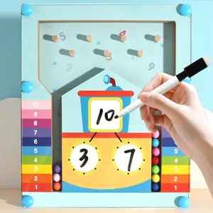 Preschool Educational Toy, Wooden Number Reading Beads with Math Addition Game, Boys Girls Learning Activity Gift, Halloween Christmas Thanksgiving Gift