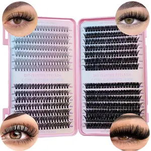 560pcs Lash Clusters 12-16mm Short Eyelash Extensions, 10D+30D+50D+80D Mixed Lash Book, D Curl Natural Lash Extension, DIY Volume Eyelashes