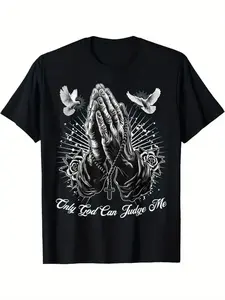 Summer t Shirts Can Judge Me Prayer Hands Chicano Tattoo Doves T-Shirt,Unisex Crew neck T-shirt for Men And Women,Casual Summer T-Shirt with Crew Neck,Heavyweight 100% Cotton