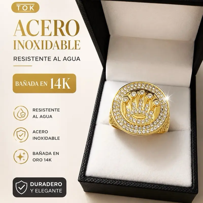 14K Gold-Plated Waterproof Stainless Steel Crown Ring