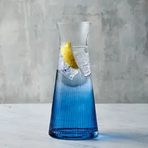 Anton Studio Designs Empire Blue Ribbed Water Carafe