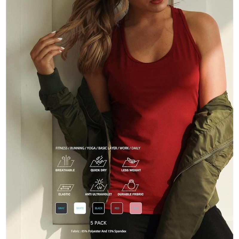 6 or 5 Pack Workout Tank Tops for Women, Athletic Racerback Sports Tank Tops,  Sleeveless Dry Fit Shirts singlet quick  jersey 25 26 away hazel sweatsuits UV Protection Women's Running Shirts half  tights  running loose    shirt compression