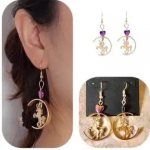 New Absolutely Beautiful Dancing In Moon Unicorn With Effervescent Heart  Earrings