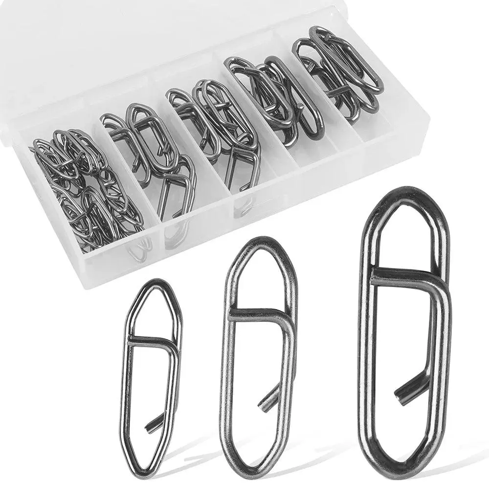 RFC Stainless Steel Fishing Speed Clips - 50 Pieces, 360° Rotating Quick Lock, Saltwater Safe Tactical Clip for Fast Lure Changes