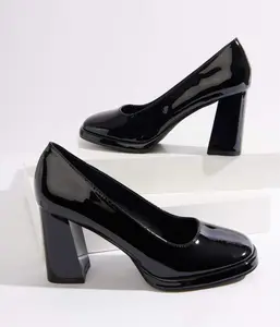 Classic Black Patent Leatherette Pumps