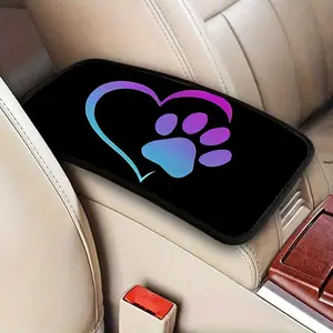 Charming Paw Print Car Armrest Cover, Washable Polyester Cushion Pad, Easy Installation, Waterproof & Wear-Resistant, Sustainable Design, Car Seat Protectors