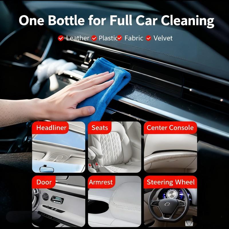 NUAN  Interior Cleaner Foam – Leather Seats, Headliner & Plastic Panel Protector