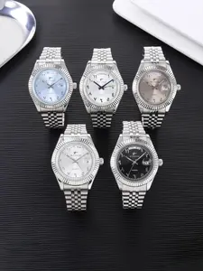 RICECGO 1pc Men's Business Fashion Round Dial Stainless Steel Strap, with Box, Business Fashion Watches, Fashion Watch for Party, Daily Decor, Trendy All-match & Exquisite Watch for Birthday Gift