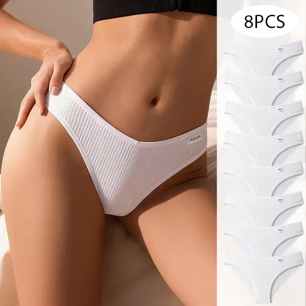Women’s 8-Pack Minimalist Basic White Triangle Panties - Comfortable, Breathable Underwear sohochic