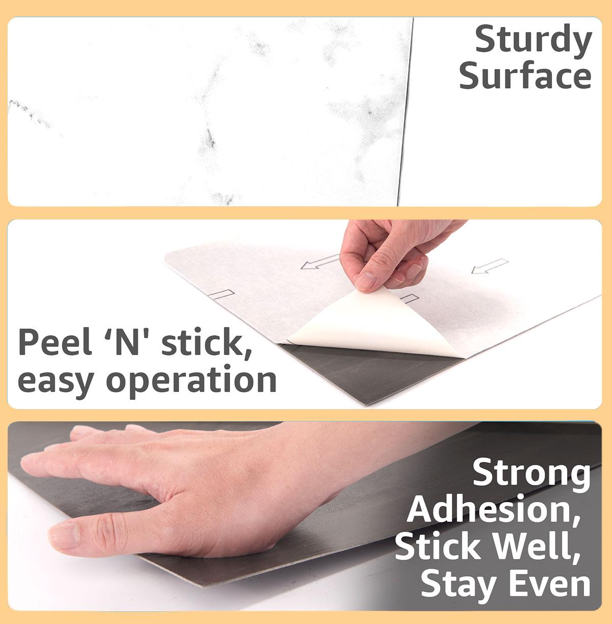 Art3d 12"x12" 30-Pack Peel and Stick Vinyl Tiles, Waterproof Self-Adhesive Checkerboard Tiles, Victorian tile floors, Black & White Marble Pattern