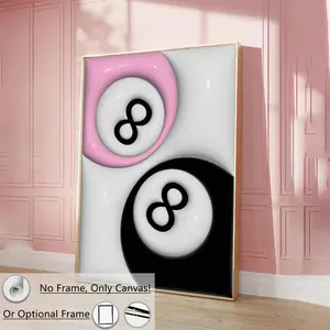 Billiard Number 8 Pattern Unframed Painting, 1 Count Modern Creative Wall Art Poster, Wall Decor for Home Living Room Bedroom Office School Modern Art Design