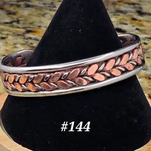 #144 Pure Copper SS  6" x 9/16" Cuff Bracelet – Handmade Artisan Jewelry – Unisex – Gift Ready