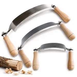 5"/8"/10" Draw Knife Woodworking Tool – Curved Wood Shaving & Bark Peeling Knife with Ergonomic Handles for Carving, Log Stripping & Woodworking