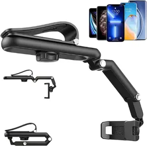 Universal 360 Degree Rotating Retractable Car Phone Holder 1080° Multi Function Sun Visor Mount High Stability anti Slip Foldable Design (Gray) xuergu