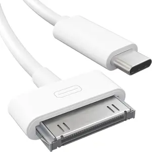 30-Pin to USB C Adapter  for  4S/4/3G/3/1, iPad 3/2/1, iPod 3 - 3ft - Male to Male, White (Next-Generation Data/  from USB-C to Dock Connector)