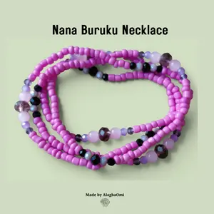 Nana Buruku Pink Beaded Necklace - Handmade African Orisha Devotional Spiritual Jewelry, Natural Crystal Sacred Ritual Gift