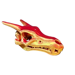 Charmander/Charizard inspired Skull Red & Gold Large 3D Printed Model Collectible Decorative Piece with Red & Gold metallic silk Finish for Pokémon Fans