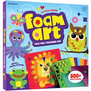 Dan&Darci Animal Foam Sticker Art Kit 6 Animal Boards 800 Glitter Shimmer Foam Stickers No Mess Creativity for Kids Character Based