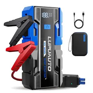 LUPUUTO 12V Portable Battery Charger Car Booster Pack with Smart Clamps LED Light Car Tool Kit for Emergency Starts Station with Car Starter Power