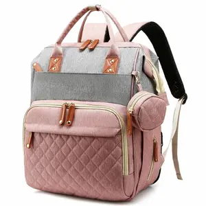 Diaper Backpack for Girls & Boys Gray Baby Diaper Bag with Changing Pad Waterproof 900D Oxford Fabric 3-in-1 Multifunctional Travel-Friendly Mommy Bag for Newborns