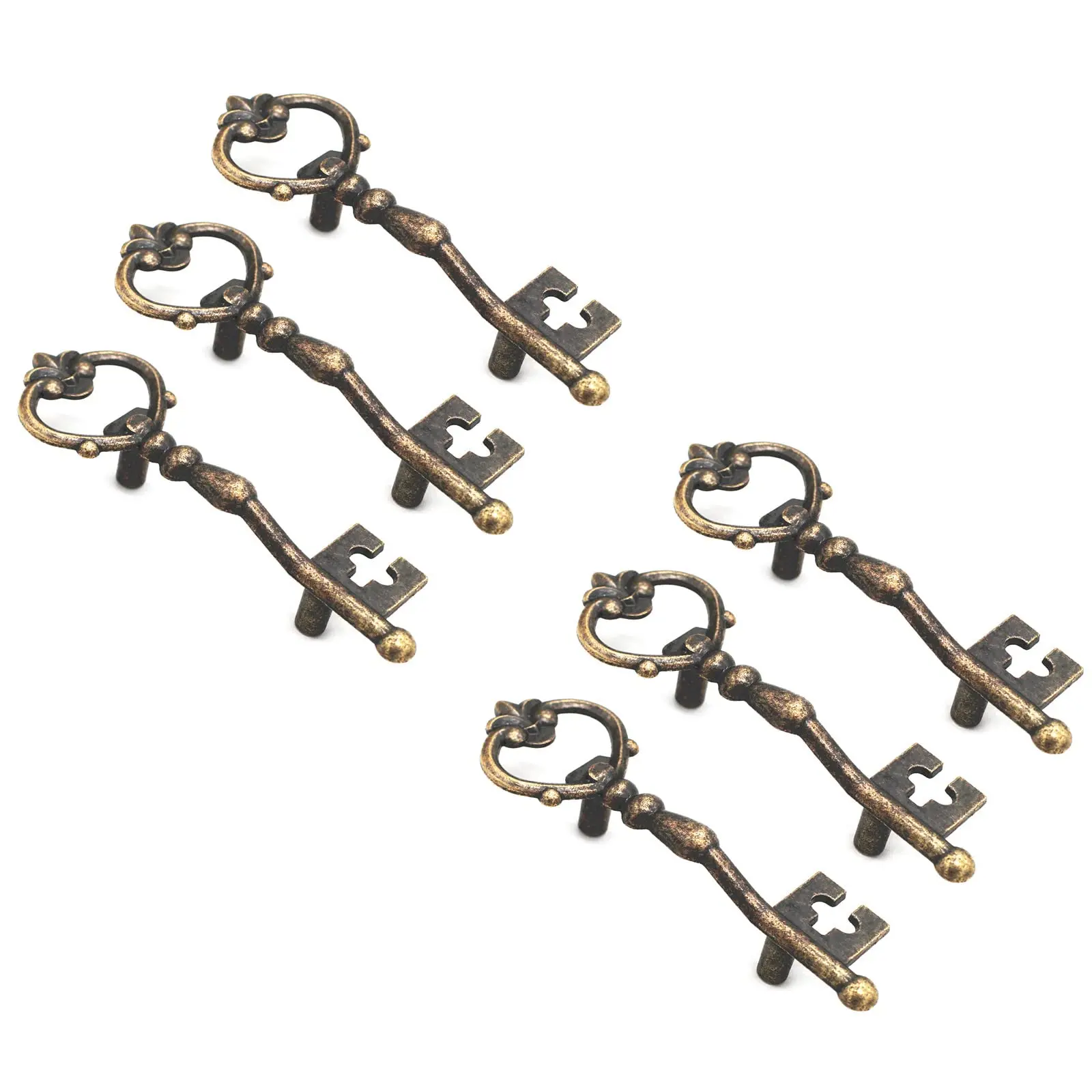 Antique Zinc Alloy Bronze Key Shape Knobs Pulls Handles - Decorative Kitchen Cabinet Wardrobe Cupboard Furniture Door Drawer Hardware DAcor(pack Of 6)