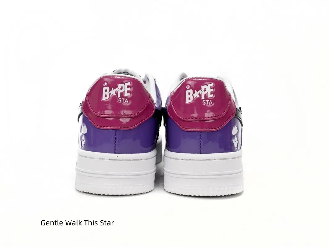 Sweet Pink Purple Color Block Low Cut Flat Sneakers, Glossy Patent Leather Upper, Two-Tone Pink Purple Non-Slip Rubber Outsole, Lightweight Trendy Street Shoes For Men, Women & Teens All Seasons